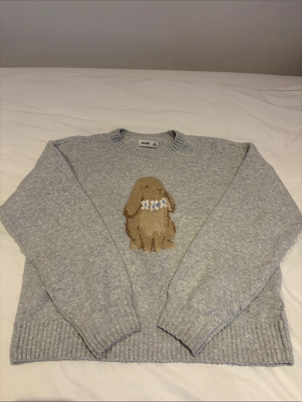 Hollister Grey Bunny Crewneck Sweater